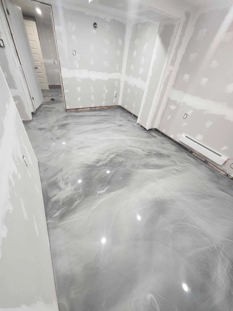 White marble epoxy floor